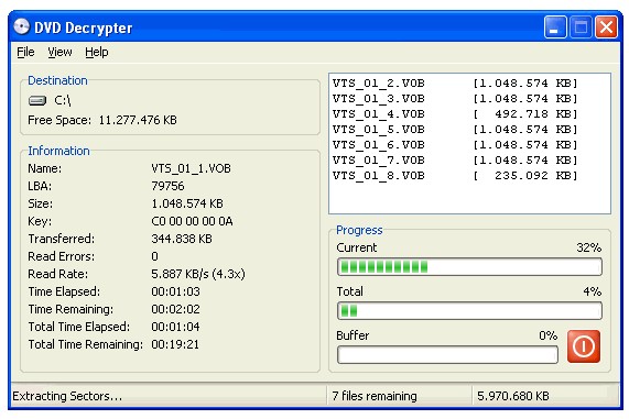 pelicula DVD Decrypter versión 3 5 4 0